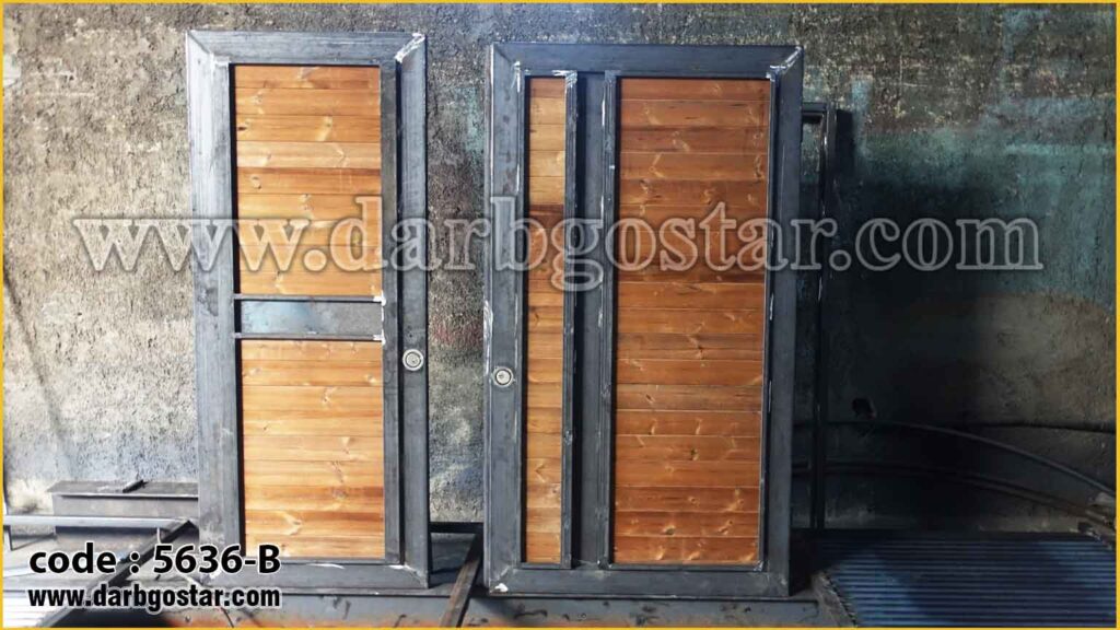 5636-B-درب-ورودی فلزی طرح چوب
